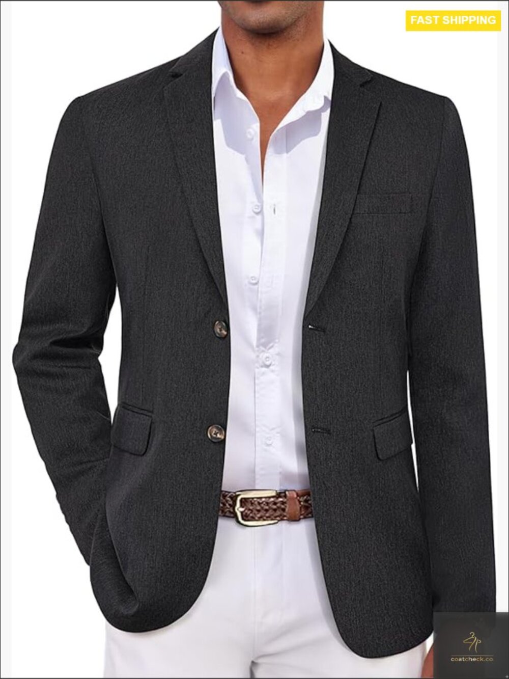 Classic Notch Lapel Blazer Lightweight Linen Blend Tailored Fit Business Casual